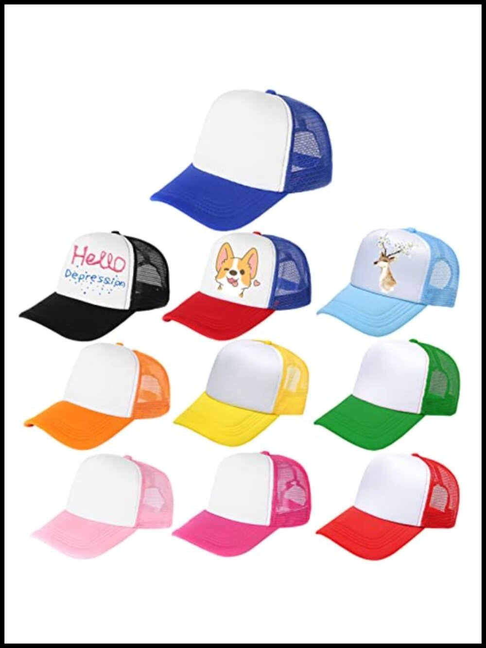 10 Pack Kids Trucker Hats Baseball Caps Adjustable Mesh Sublimation